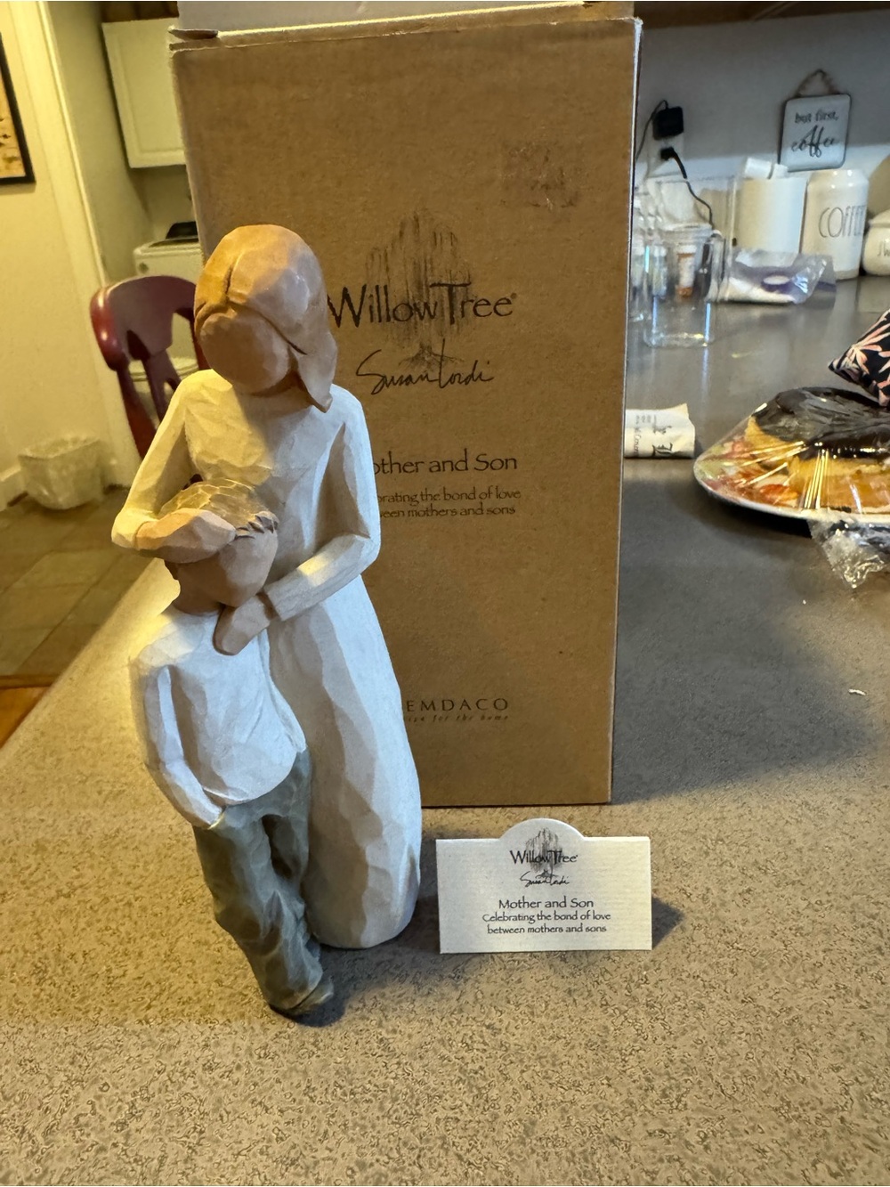 Willow Tree Mother & Son Sculpture in Cream and Tan